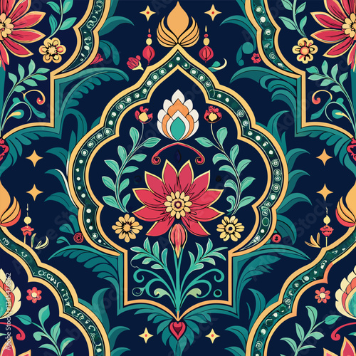 Traditional Mughal Seamless Vector Pattern for Decorative Use