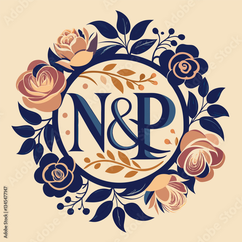 Traditional Vintage Wedding Invitation Adorned with Intertwined Floral Monogram