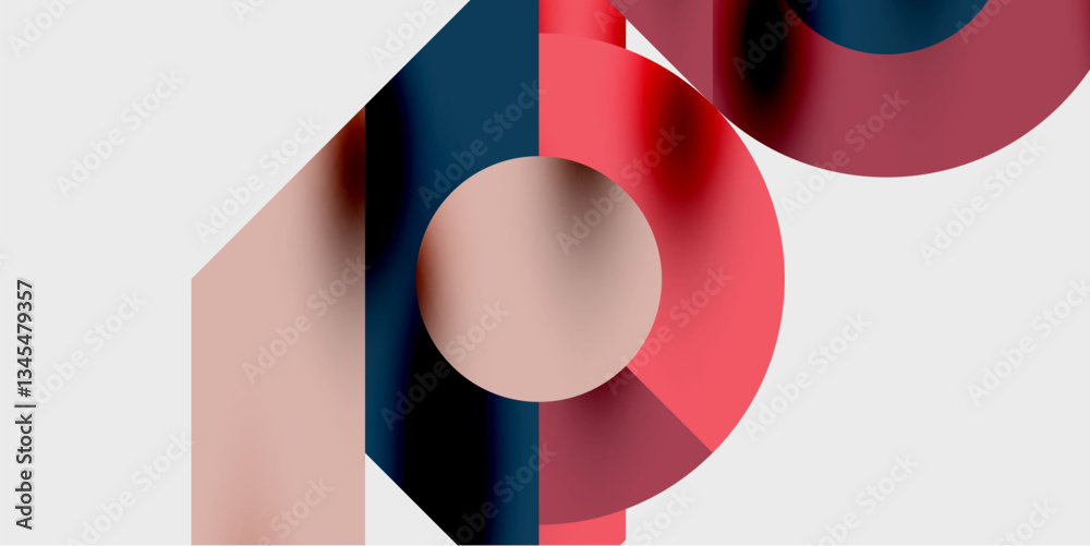 Detailed composition of circles, semicircles, and triangles with glossy effects and smooth gradients. A sleek and modern vector design for creative and tech-inspired projects Detailed composition of circles, semicircles, and triangles with glossy effects and smooth gradients. A sleek and modern vector design for creative and tech-inspired projects