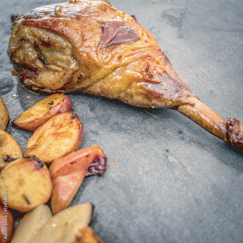 The glistening surface of the roasted lamb for National Roast Leg of Lamb Day