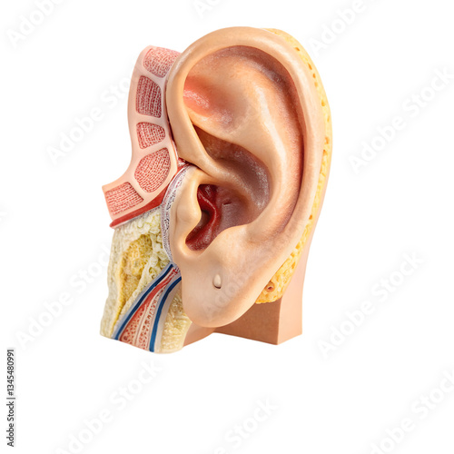 Human Ear Anatomy Model isolated on transparent background