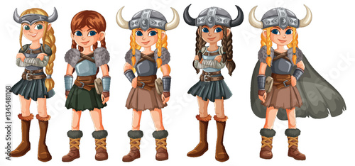 Viking Warriors in Cartoon Style