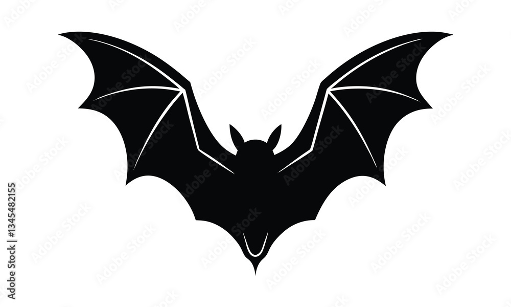 Fototapeta premium Bat Open Wings Black Shape