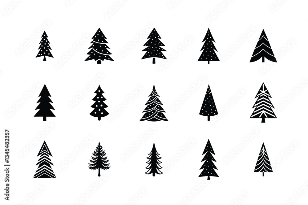 Obraz premium christmas trees set, set of christmas trees, christmas trees collection
