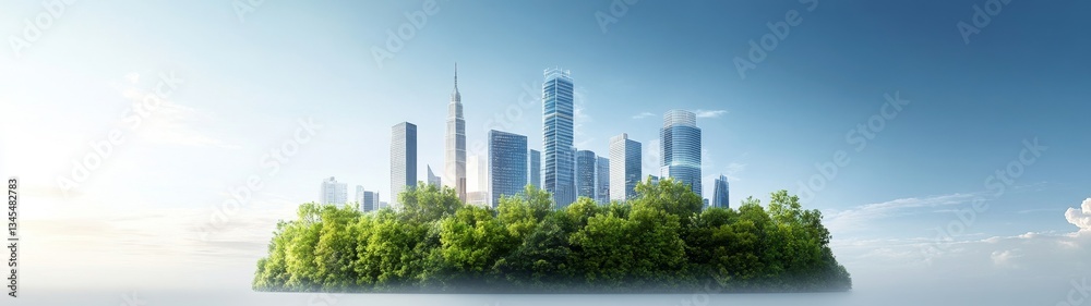Urban Oasis Surrounded by Lush Greenery and Modern Skyscrapers Urban Oasis Surrounded by Lush Greenery and Modern Skyscrapers