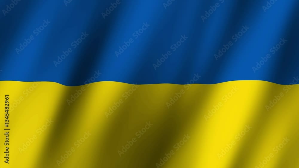 Ukrainian flag waving in the wind during a sunny day in a public area Ukrainian flag waving in the wind during a sunny day in a public area
