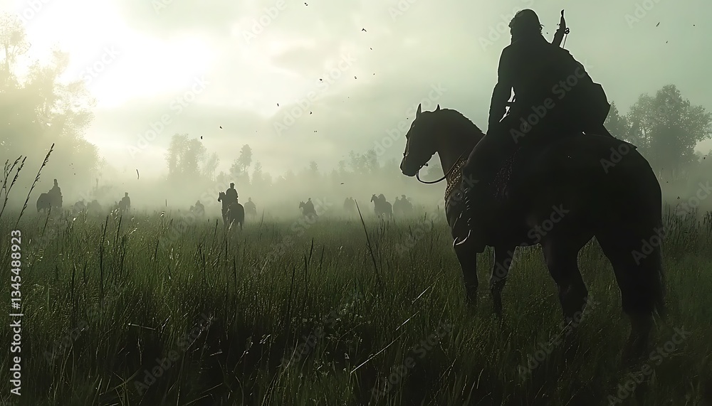 Dawn Cavalry Ride for Misty Field. Dawn Cavalry Ride for Misty Field.