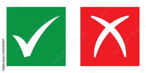 Check mark and cross symbols eps 10