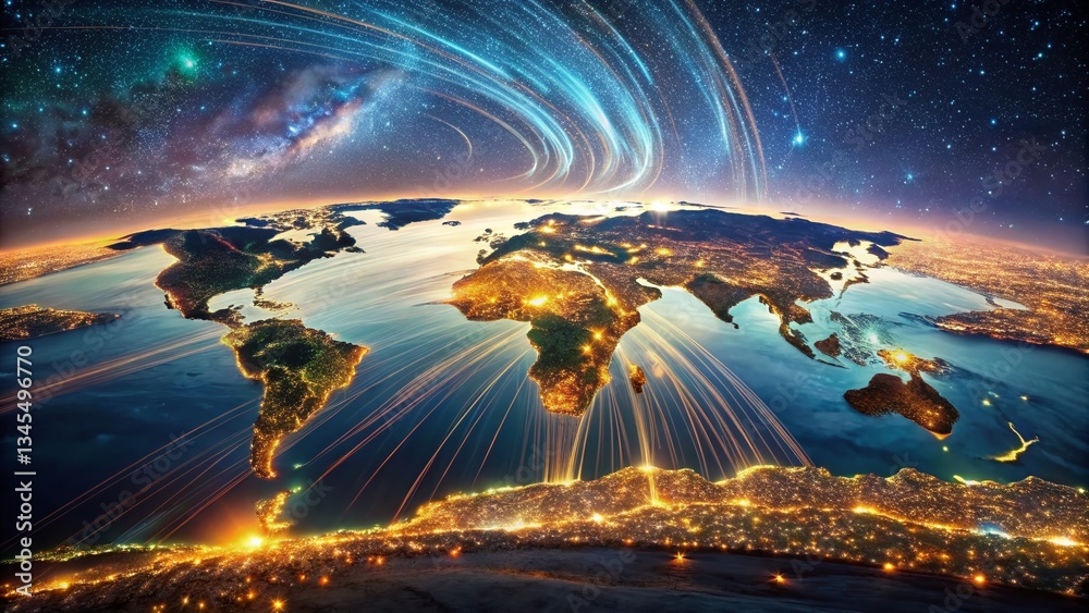 Flat Earth Map Long Exposure World Photography - Artistic Night Shot