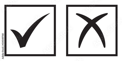 Check mark and cross symbols eps 10