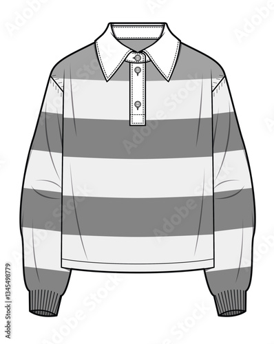 Women polo, production drawing, technical drawing / flat sketch /CAD / ADOBE Illustrator vector digital download