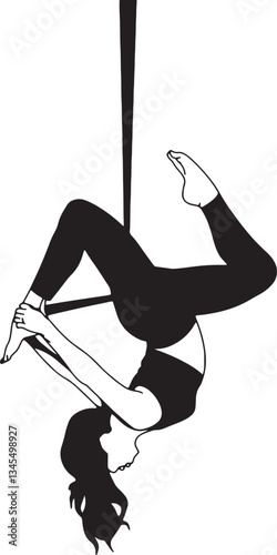 Aerial yoga Silhouette, cute Aerial Hoop Vector Silhouette,  Aerial Hoop vector Silhouette, Aerial Hoop icon Silhouette & Aerial Hoop vector