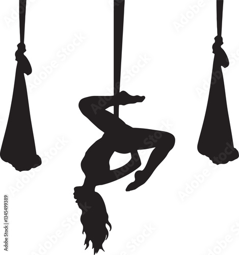 Aerial yoga Silhouette, cute Aerial Hoop Vector Silhouette,  Aerial Hoop vector Silhouette, Aerial Hoop icon Silhouette & Aerial Hoop vector