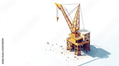 Isolated isometric crane on a platform