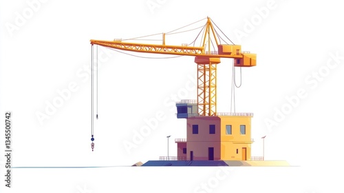 Construction Crane Illustration on White Background