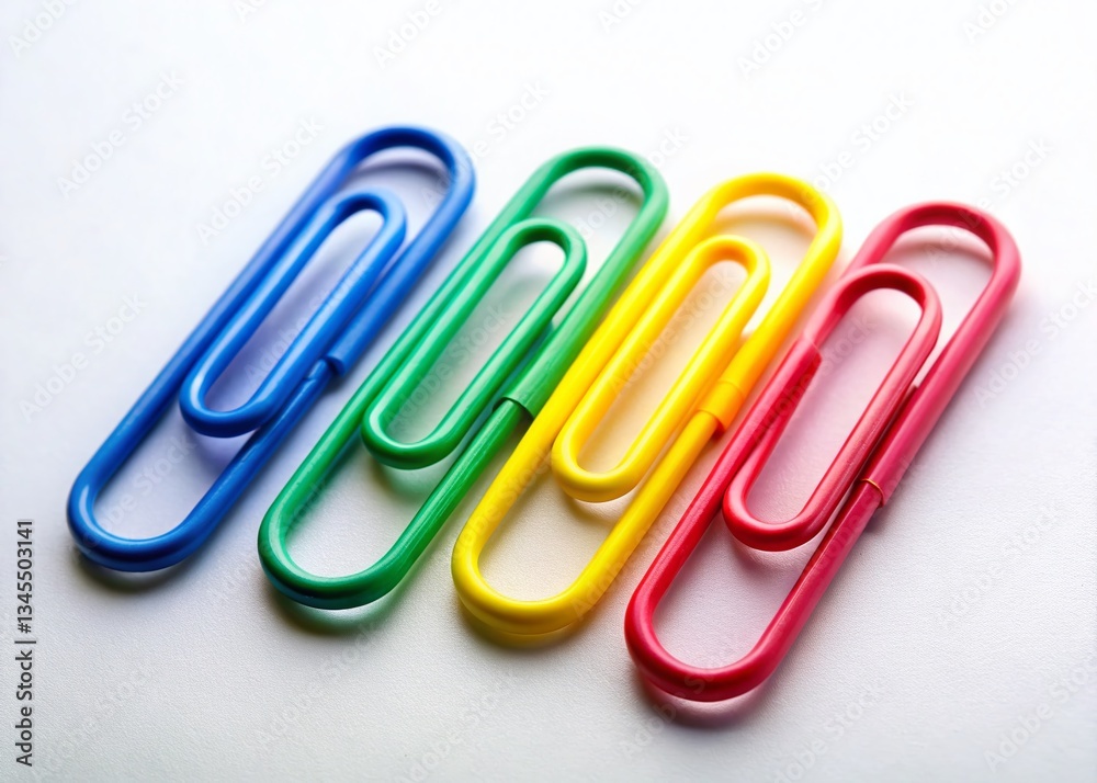 Four Colorful Clips Art, Left Position, Copy Space Background Four Colorful Clips Art, Left Position, Copy Space Background