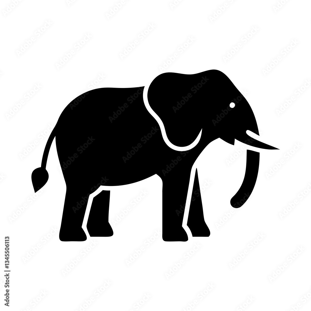 Fototapeta premium vector illustration of black elephant head icon in white backgrourd