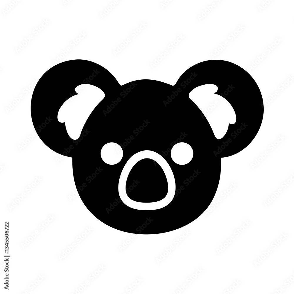vector illustration of black Koala head icon in white backgrourd vector illustration of black Koala head icon in white backgrourd