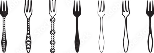 A Formal Ornate Fork Designs. Showcasing Intricate and Unique Handle Patterns. set
