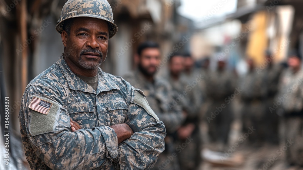Fototapeta premium Veteran overseeing a construction project while ensuring safety and efficiency in a local area