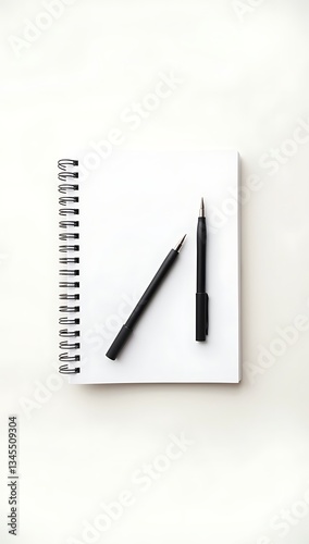 Wallpaper Mural Blank Spiral Notebook with a Pen on a White Background, Perfect for Notes or Sketching Torontodigital.ca