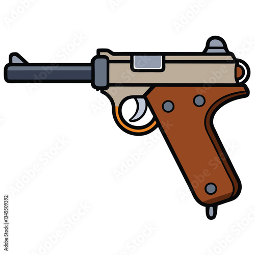Luger P08 gun , police weapon vector design, military vector design illustration.