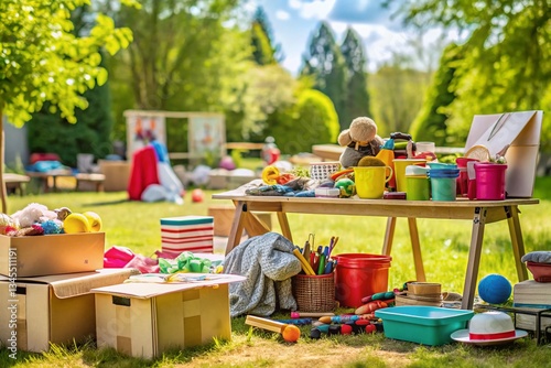 Free Rummage Sale Clipart: Colorful Yard Sale Items & Boxes