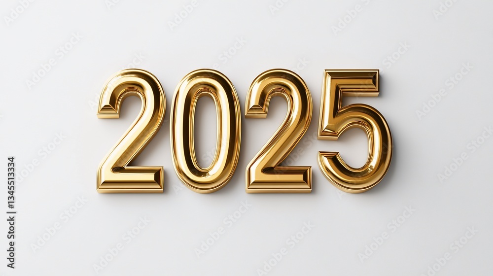 Golden 2025 New Year on white background Golden 2025 New Year on white background