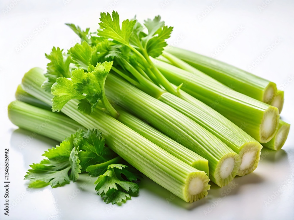 Fresh Green Celery Stalks Isolated on White Background - Healthy Vegetable Clipart Fresh Green Celery Stalks Isolated on White Background - Healthy Vegetable Clipart