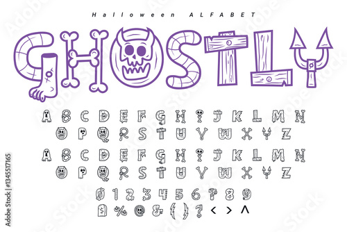 Halloween Alphabet Set Design Vector Halloween Font Vector Halloween Letter