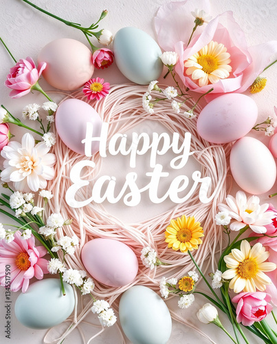 happy easter card with eggs