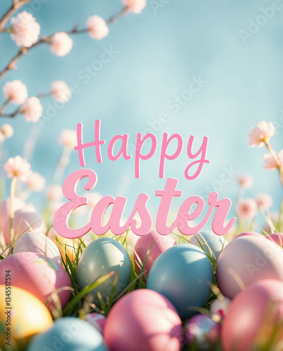happy easter card with eggs