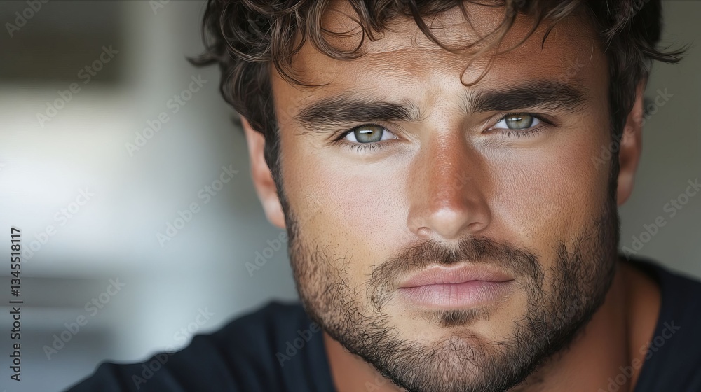 Obraz premium A close up of a man with a beard and blue eyes