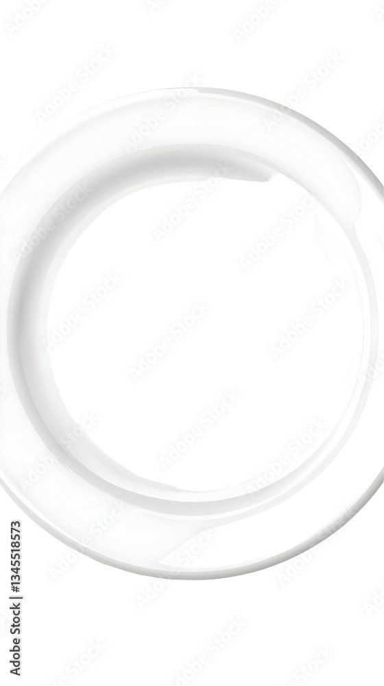 Fototapeta premium Abstract White Circle Ring 3D Shape Background Texture Round Modern Design Frame Element Graphic Object Empty Glossy Clean Image