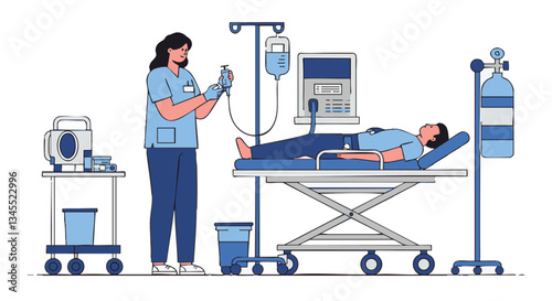 Hospital care vector illustration with plain white background, professional medical design AI file