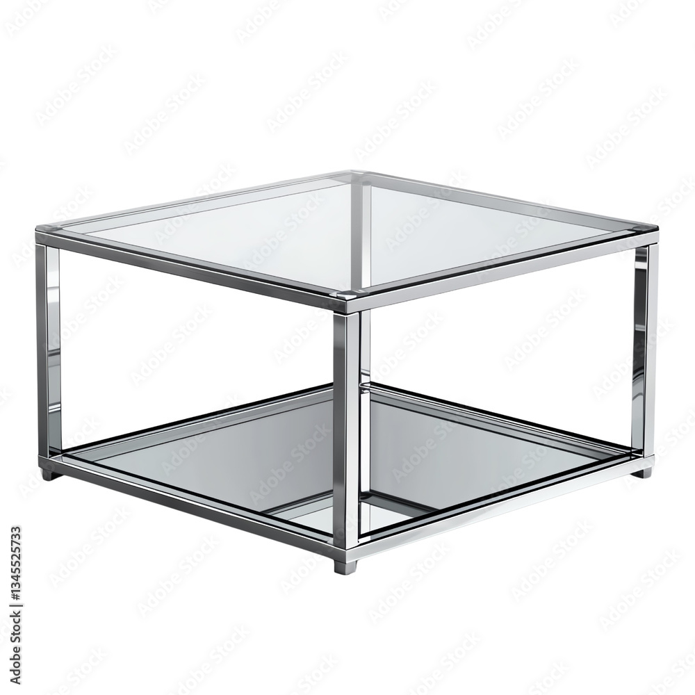 Modern glass coffee table with a sleek design, perfect for contemporary living spaces, isolated on a white background for a minimalist aesthetic. Modern glass coffee table with a sleek design, perfect for contemporary living spaces, isolated on a white background for a minimalist aesthetic.