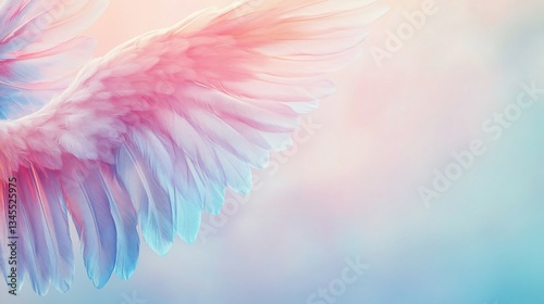 Pink blue angel wings, soft sunrise, ethereal, hope, design