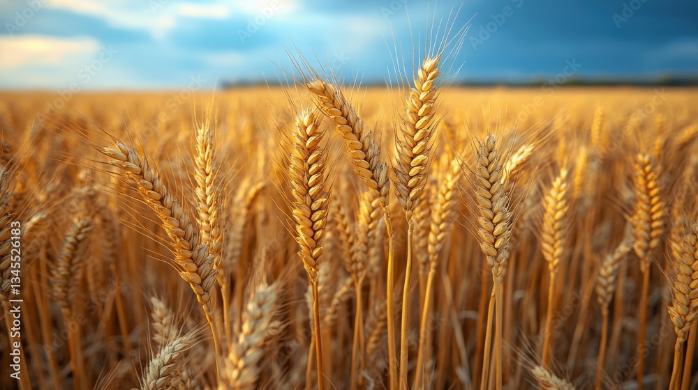 Fototapeta premium fields of golden wheat stretching to the horizon