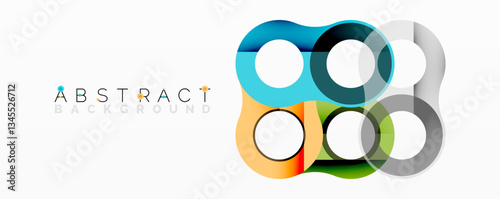 Abstract geometric pattern with interlocking circular and tubular shapes featuring smooth gradients, sharp contrasts, and dynamic layering