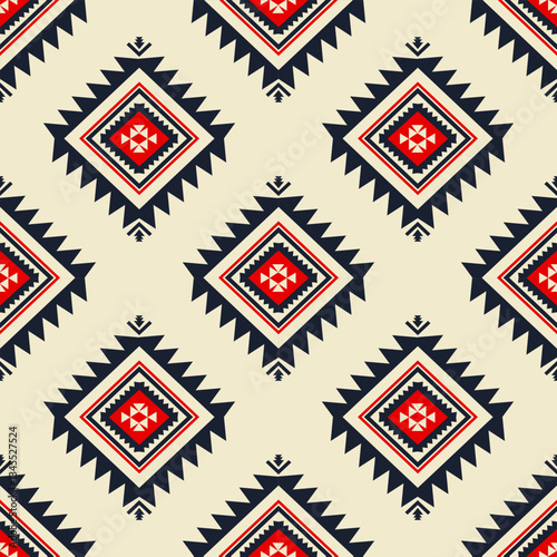 Geometric Pattern of a Red and Blue Aztec Design