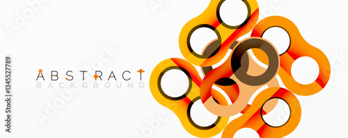Abstract geometric pattern with interlocking circular and tubular shapes featuring smooth gradients, sharp contrasts, and dynamic layering