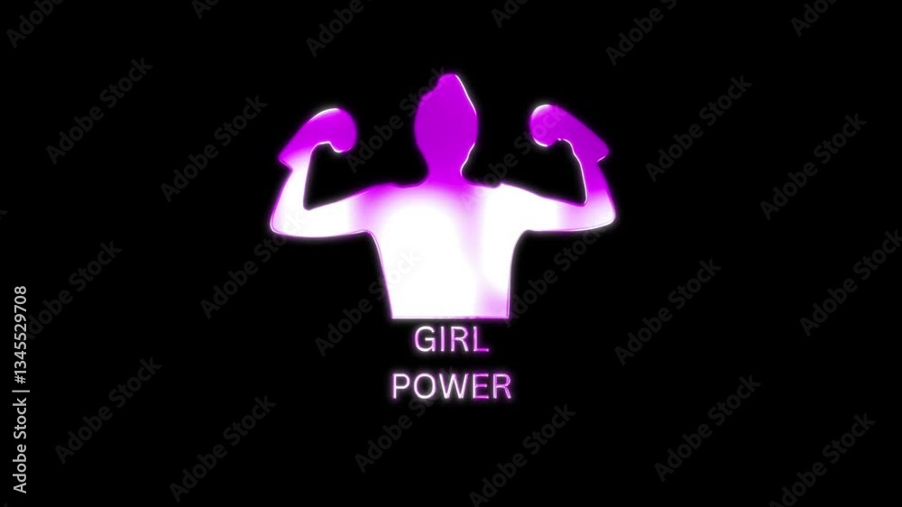 Glowing Girl Power Silhouette with Neon Effect Glowing Girl Power Silhouette with Neon Effect