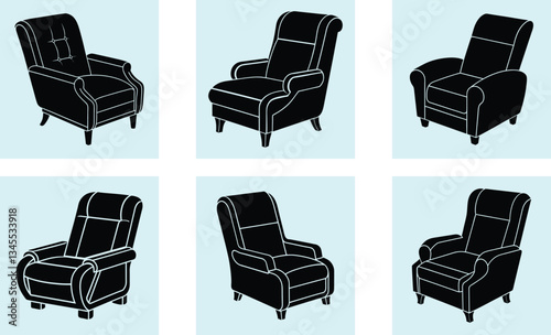 Recliner silhouette vector