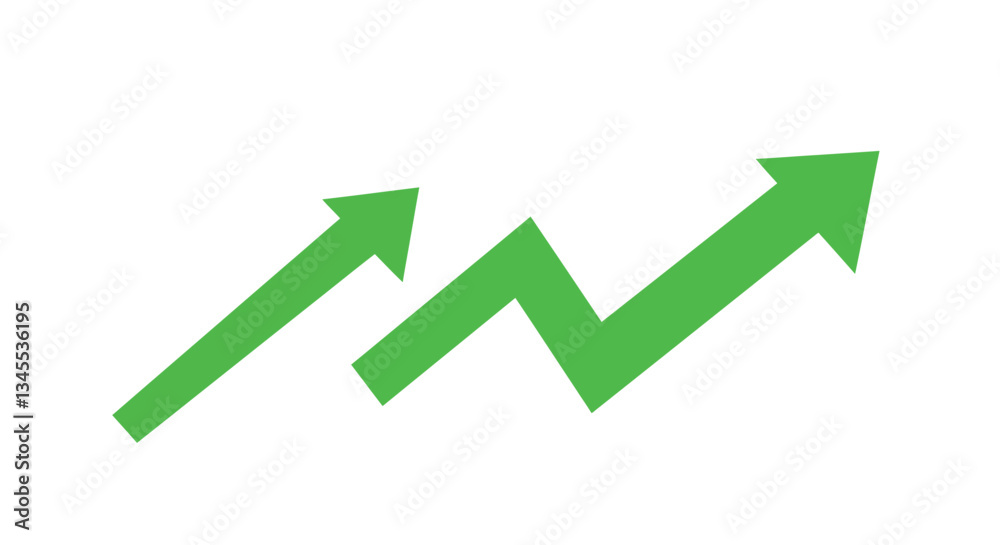 Growth indicators with upward arrows in flat green style vector art Growth indicators with upward arrows in flat green style vector art
