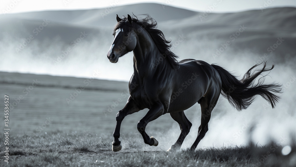 black horse running on the beach black horse running on the beach