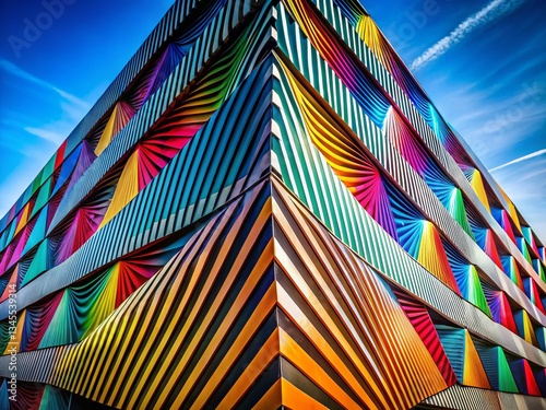 Wallpaper Mural Geometric Zebra Stripes on Modern Building Facade - Architectural Wildlife Photography Torontodigital.ca