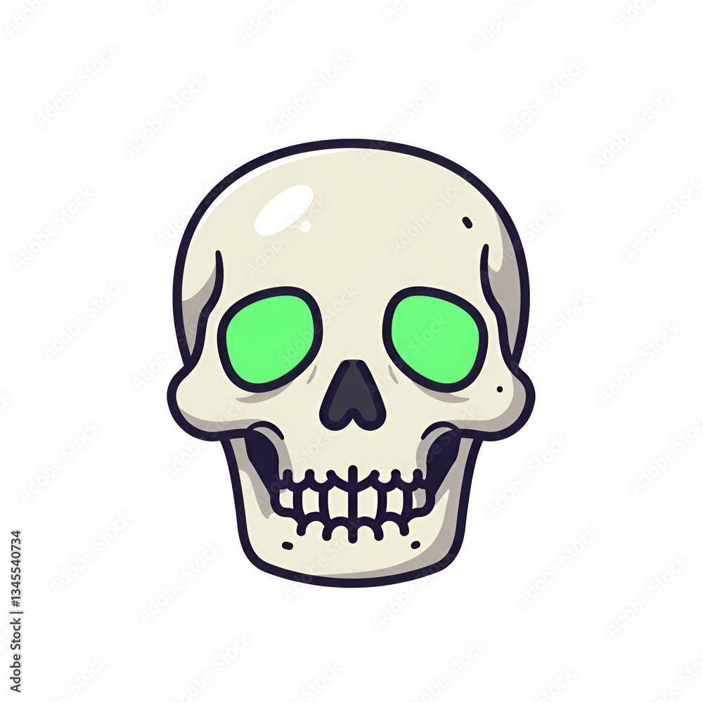 Fototapeta premium Cursed Skull Glowing - Haunted Skull Emitting a Ghostly Green Glow