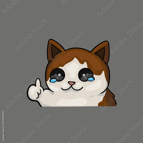 Cat with thumb up, illustration meme