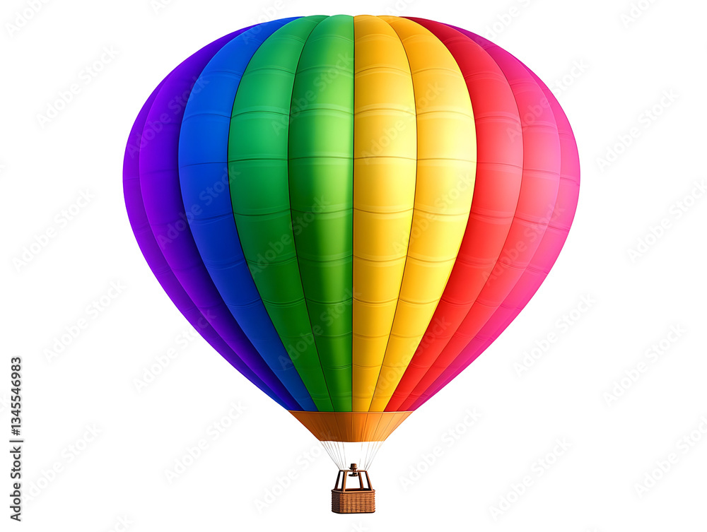 Naklejka premium Illustration of Hot Air Balloon with Rainbow Stripes on Transparent Background Isolated For Festival Fun Celebration Air Travel Journey And Tourism