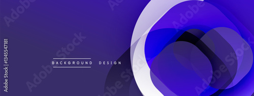 Circular abstract design with overlapping translucent circles and round shapes, blending gradients and smooth curves, creating depth, contrast, and a dynamic visual effect